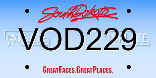 VOD229 South Dakota License Plate