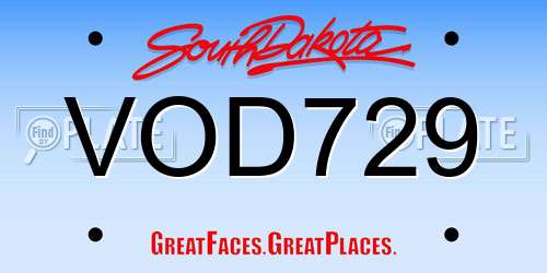VOD729 South Dakota License Plate