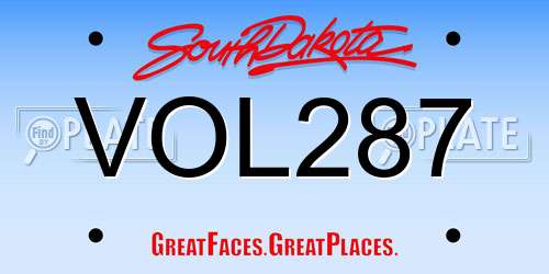 VOL287 South Dakota License Plate