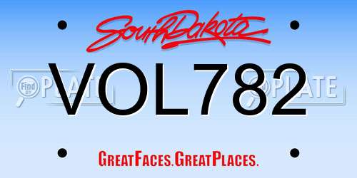 VOL782 South Dakota License Plate