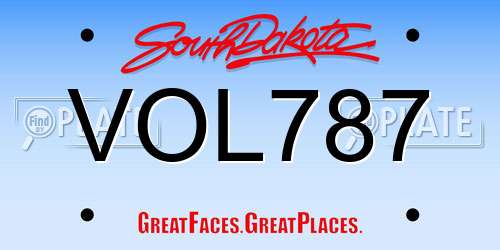 VOL787 South Dakota License Plate