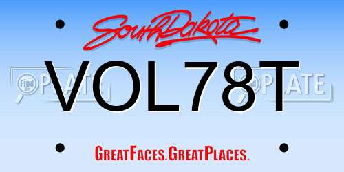 VOL78T South Dakota License Plate