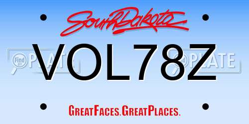 VOL78Z South Dakota License Plate