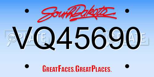 VQ45690 South Dakota License Plate