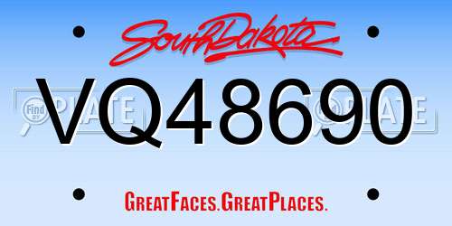 VQ48690 South Dakota License Plate