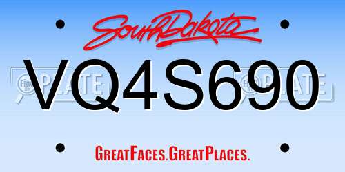 VQ4S690 South Dakota License Plate