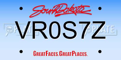 VR0S7Z South Dakota License Plate