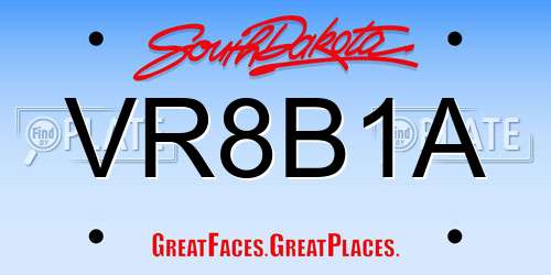 VR8B1A South Dakota License Plate
