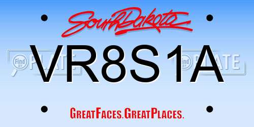 VR8S1A South Dakota License Plate