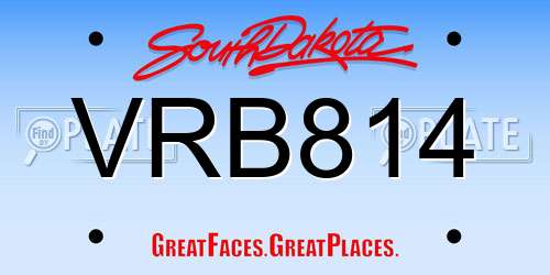 VRB814 South Dakota License Plate