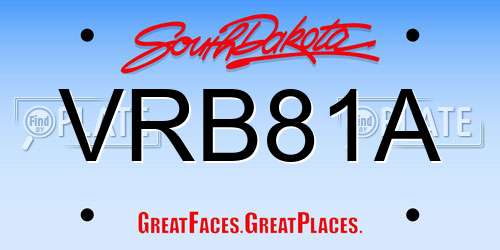 VRB81A South Dakota License Plate