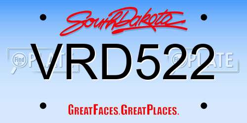 VRD522 South Dakota License Plate