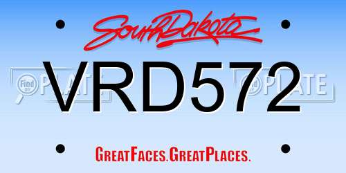 VRD572 South Dakota License Plate