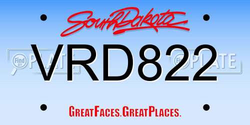VRD822 South Dakota License Plate