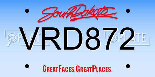 VRD872 South Dakota License Plate