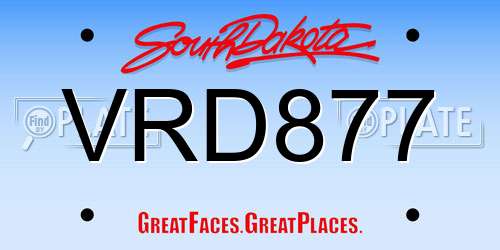 VRD877 South Dakota License Plate
