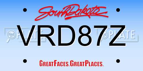 VRD87Z South Dakota License Plate
