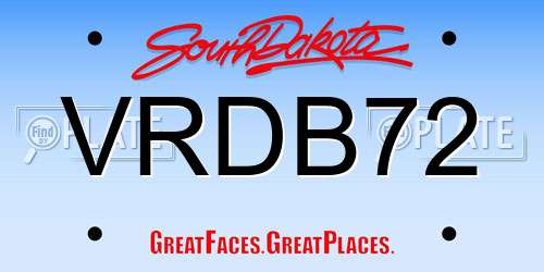 VRDB72 South Dakota License Plate