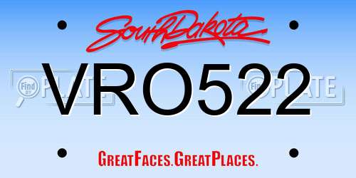 VRO522 South Dakota License Plate