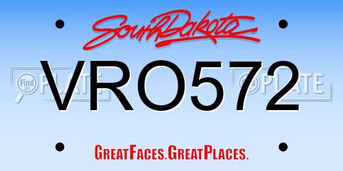 VRO572 South Dakota License Plate
