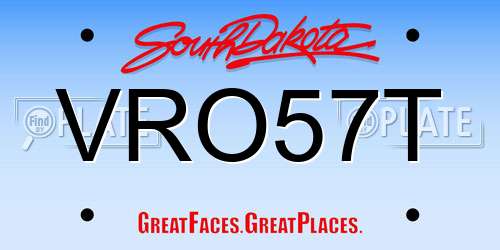 VRO57T South Dakota License Plate