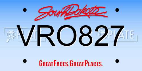 VRO827 South Dakota License Plate