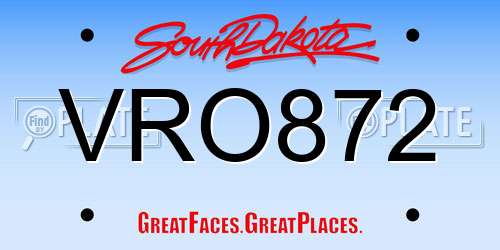 VRO872 South Dakota License Plate