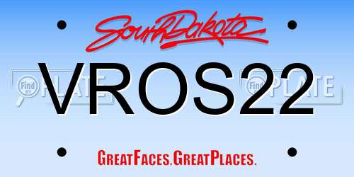 VROS22 South Dakota License Plate