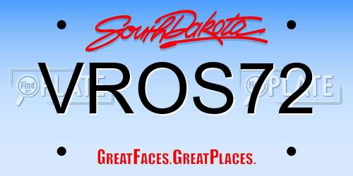 VROS72 South Dakota License Plate