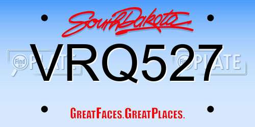 VRQ527 South Dakota License Plate