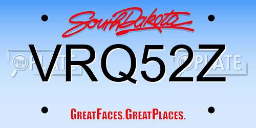 VRQ52Z South Dakota License Plate