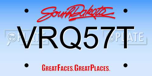 VRQ57T South Dakota License Plate
