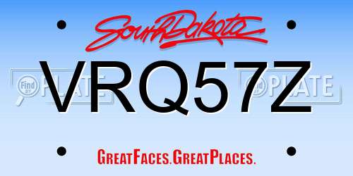 VRQ57Z South Dakota License Plate
