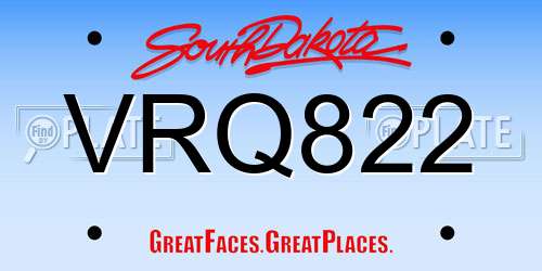 VRQ822 South Dakota License Plate