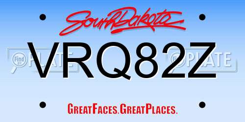 VRQ82Z South Dakota License Plate