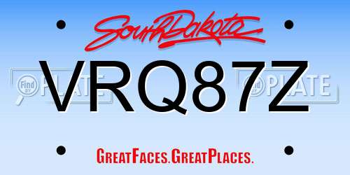 VRQ87Z South Dakota License Plate