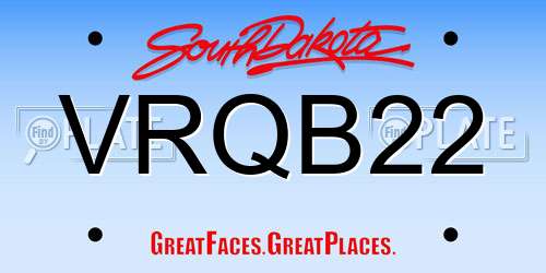 VRQB22 South Dakota License Plate