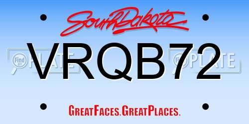 VRQB72 South Dakota License Plate