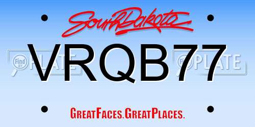 VRQB77 South Dakota License Plate
