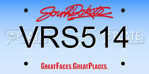 VRS514 South Dakota License Plate
