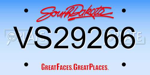 VS29266 South Dakota License Plate