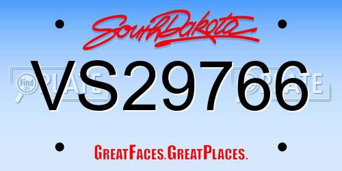VS29766 South Dakota License Plate