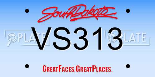 VS313 South Dakota License Plate