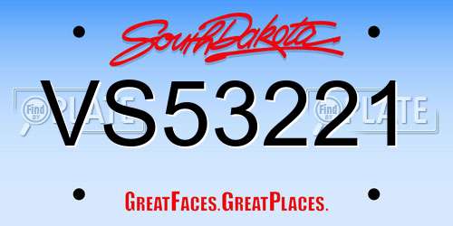 VS53221 South Dakota License Plate