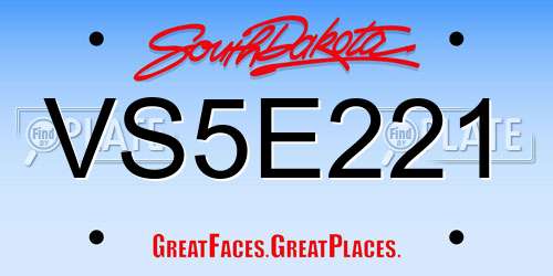VS5E221 South Dakota License Plate