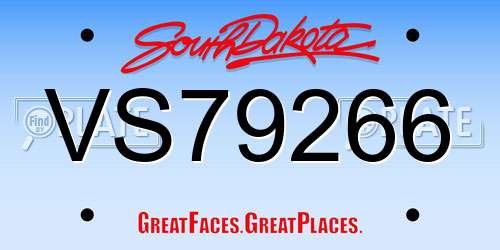 VS79266 South Dakota License Plate