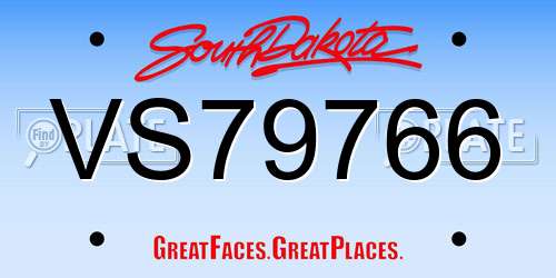 VS79766 South Dakota License Plate