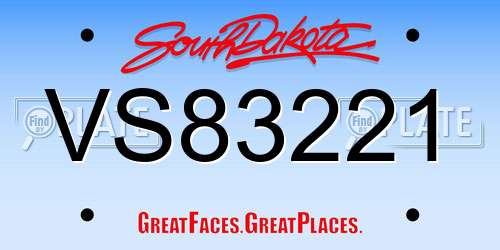 VS83221 South Dakota License Plate