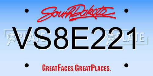 VS8E221 South Dakota License Plate