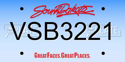 VSB3221 South Dakota License Plate